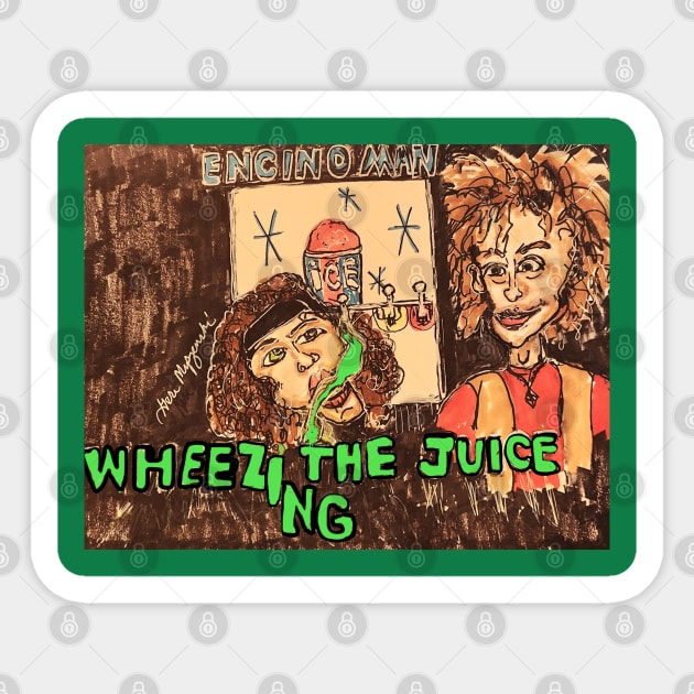 Pauly Shore Brendan Fraser ENCINO MAN Wheezing The Juice Sticker by TheArtQueenOfMichigan 